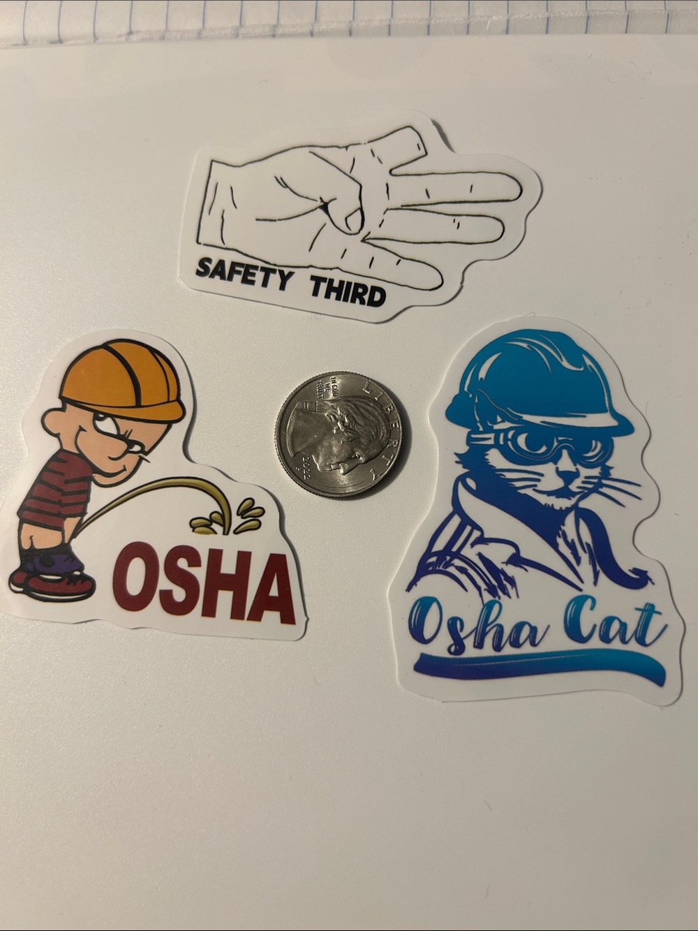 3 Assorted Blue Collar OSHA Stickers